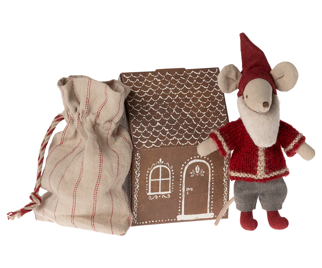 Maileg Kerstman Muis met zak en huisje, Santa Mouse