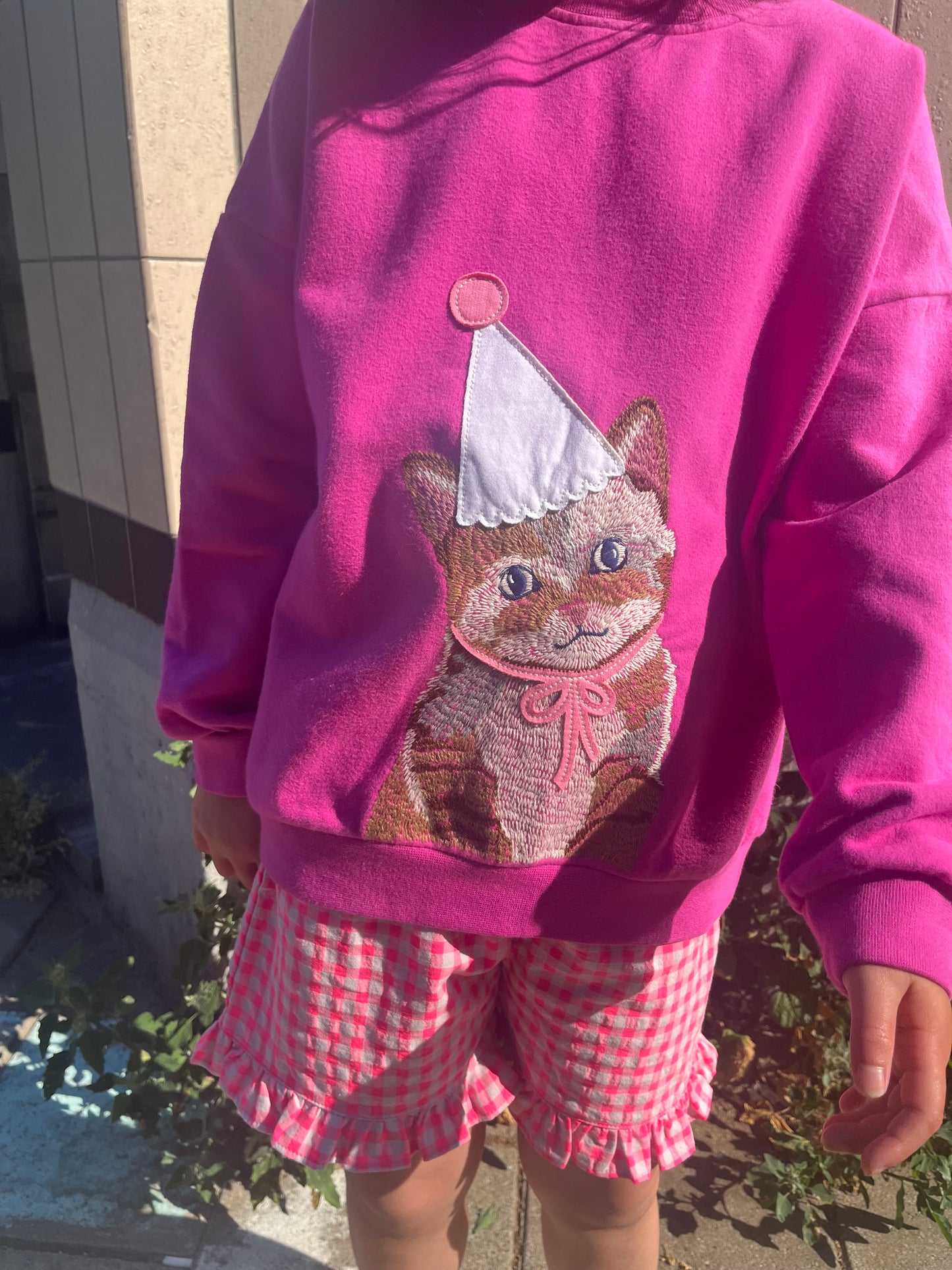 Daily Brat Festive cat embroidered sweater rose violet