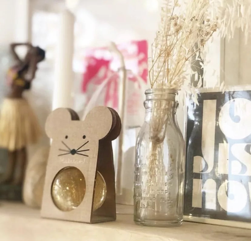 Glitter Mouse Bouncy Ball Goud1