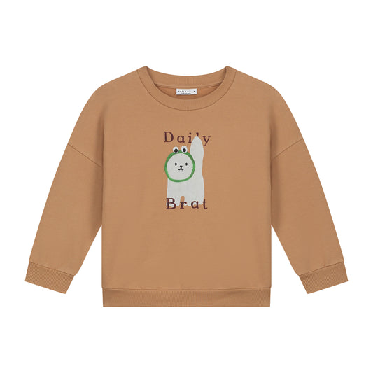 Daily Brat Cosy cat sweater leafy brown