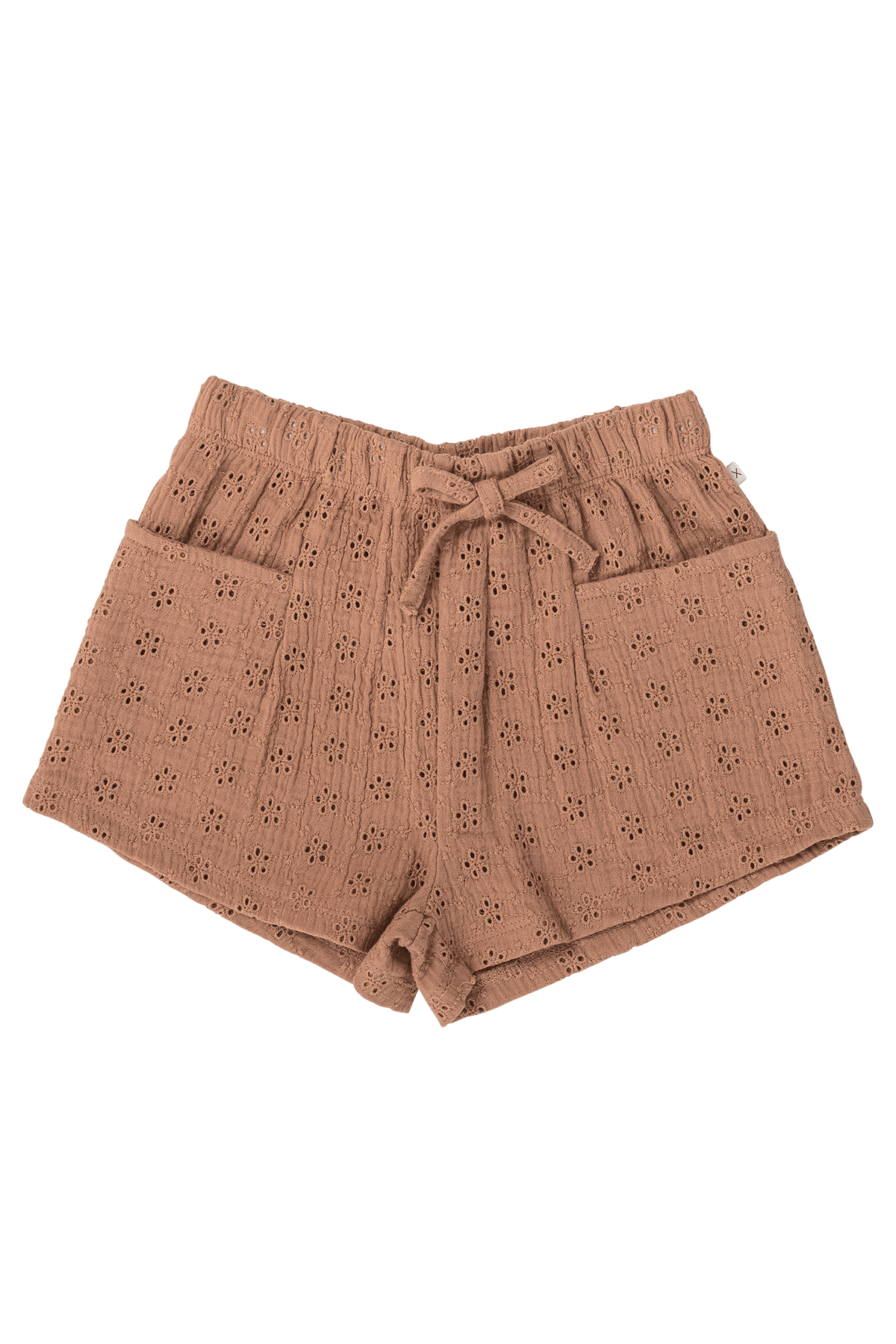 Pexi Lexi Broderie Short - Tawny Brown